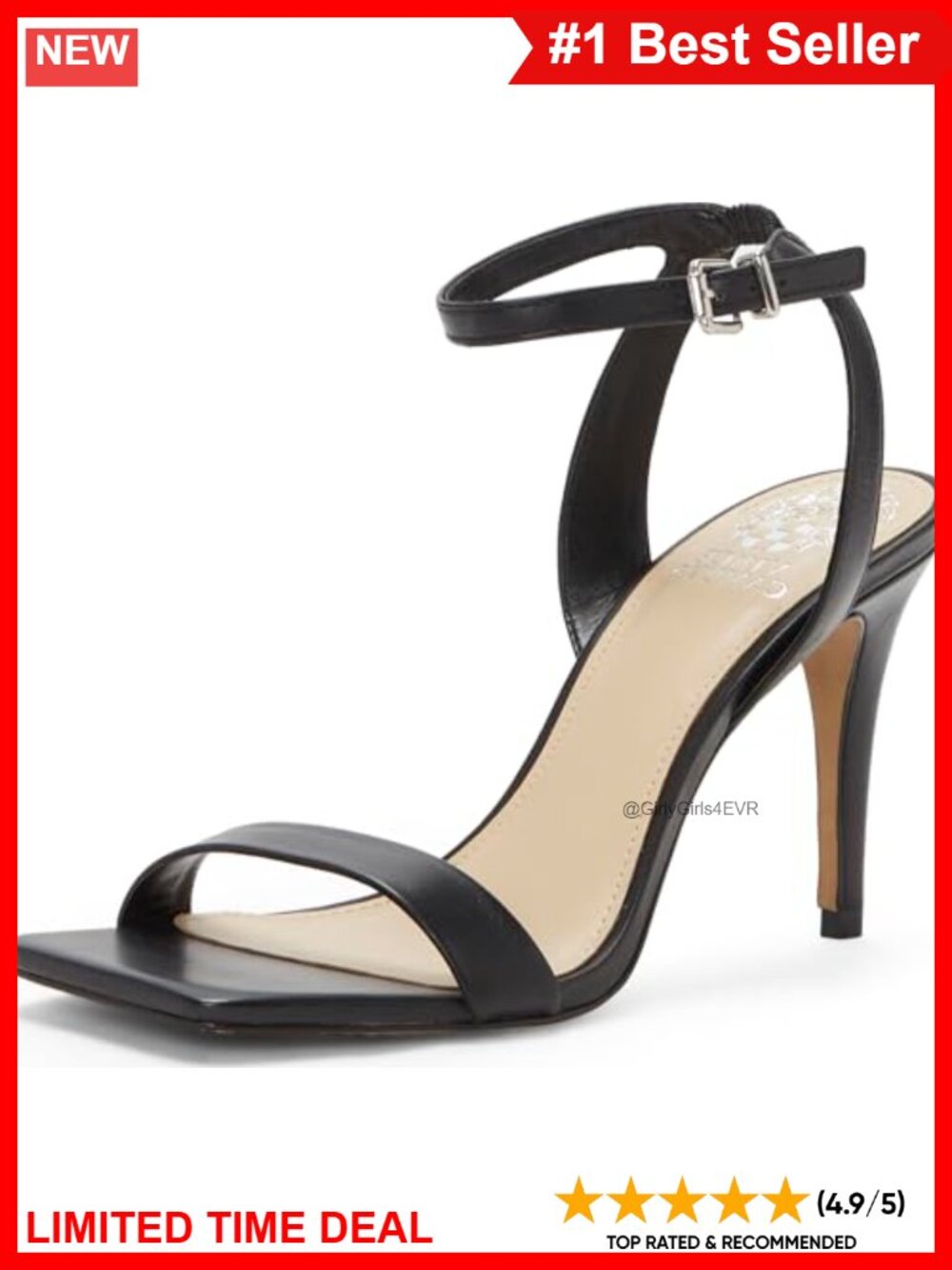Vince Camuto Saprenda High Heel Sandals Square Toe Stiletto Ankle Strap 4 Inch